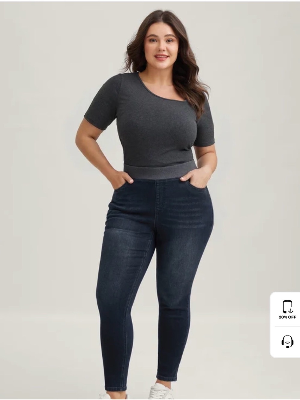 Plus Dark Wash High-Rise Skinny Women Jeans - Dark Blue